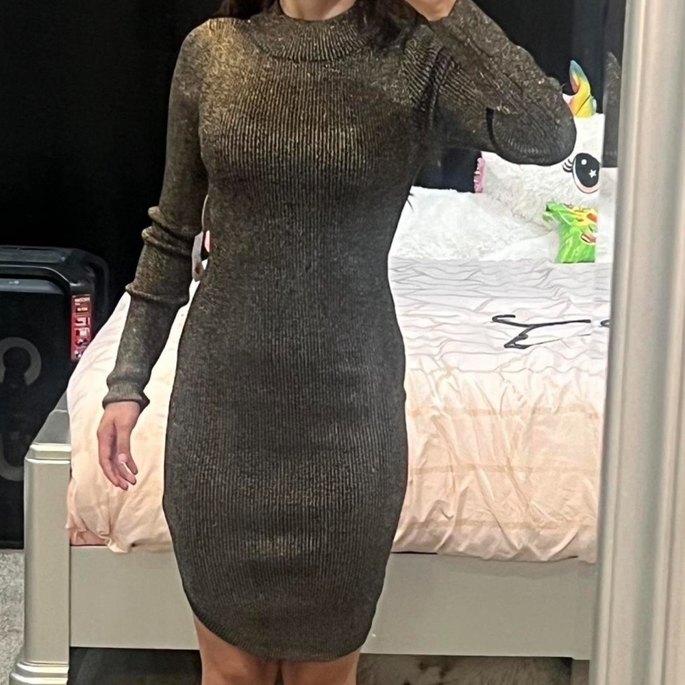 Metallic Ribbed Knit Dress